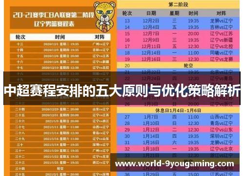 中超赛程安排的五大原则与优化策略解析